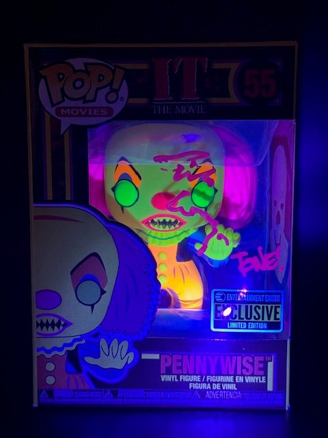 Tim Curry Signed/Tone Rodriguez Art It the Movie "Pennywise" Funko Pop #55 - Curators Corner LLC