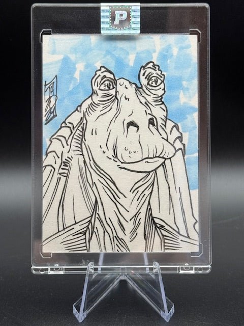 Tom Hodges Signed Star Wars Jar Jar Binks Scketch Card - Curators Corner LLC
