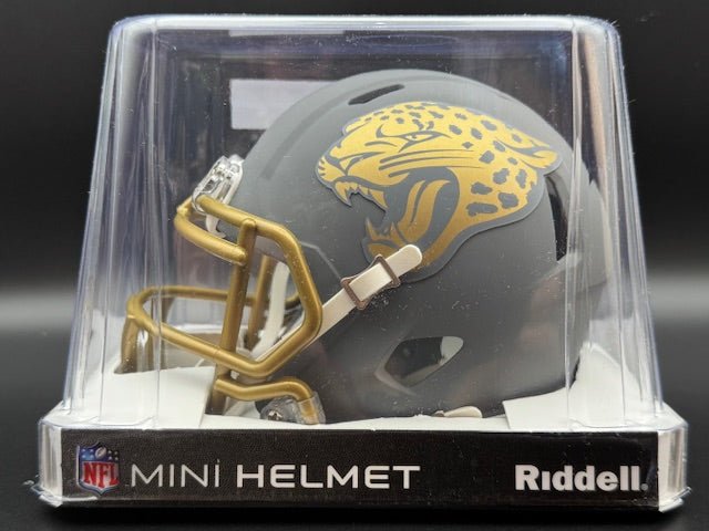 Tony Boselli Signed Jacksonville Jaguars Slate Riddell Mini Speed Helmet - Curators Corner LLC