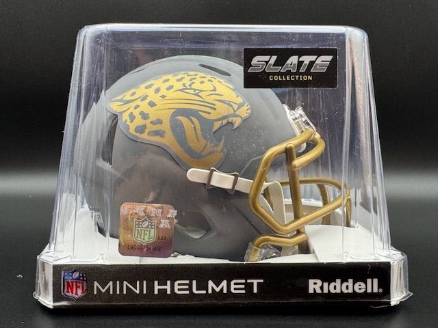 Tony Boselli Signed Jacksonville Jaguars Slate Riddell Mini Speed Helmet - Curators Corner LLC