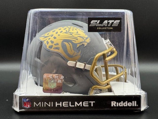 Tony Boselli Signed Jacksonville Jaguars Slate Riddell Mini Speed Helmet - Curators Corner LLC