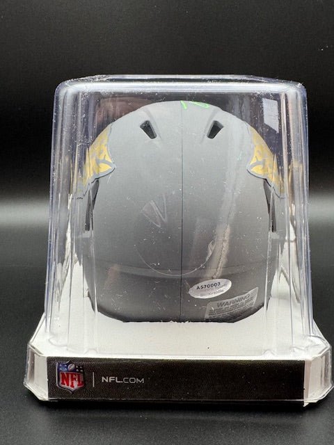 Tony Boselli Signed Jacksonville Jaguars Slate Riddell Mini Speed Helmet - Curators Corner LLC