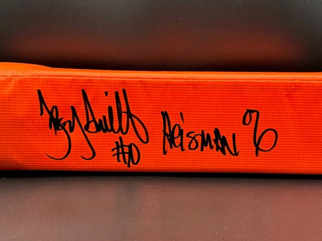 Troy Smith Signed and Inscribed End Zone Pylon - Curators Corner LLC