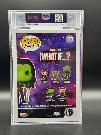 Zoe Saldana Signed Marvel Studios What If Gamora Funko Pop #873 PSA Autograde 10 - Curators Corner LLC